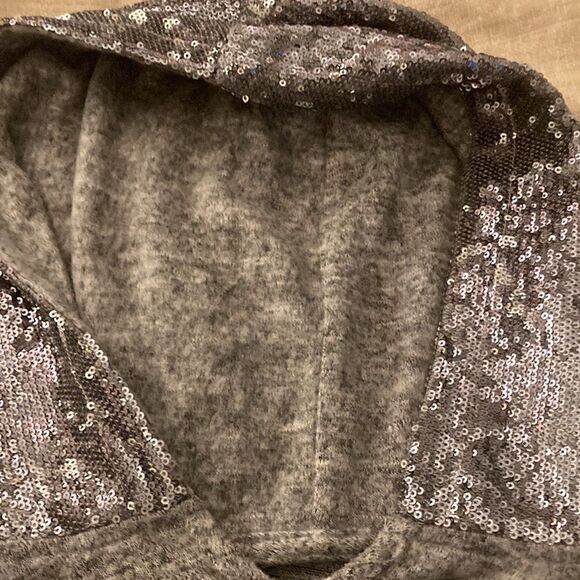 MIA New York Girls Heather Gray Hoodie With Sequin Covered Hood. Size Large. - Picture 6 of 9